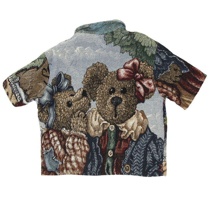 Teddy Bear Tapestry Half Sleeve Shirt Jacket