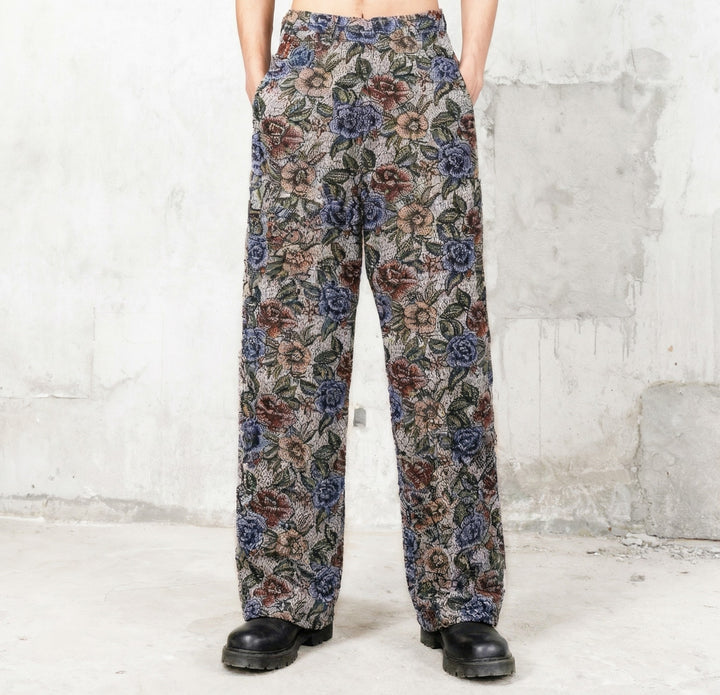 Upcycled Floral Tapestry Pants Wide Leg High Waisted One Of A Kind Efaar