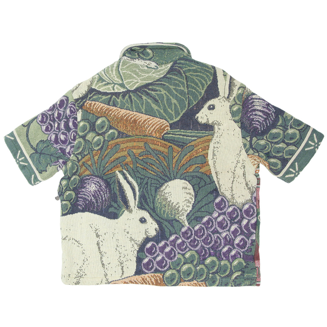 Garden And Rabbit Tapestry Half Sleeve Shirt Jacket