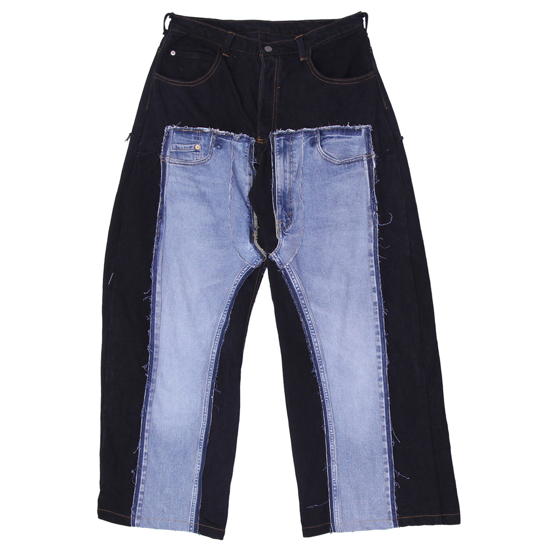 Black Patchwork Wide Leg Jeans