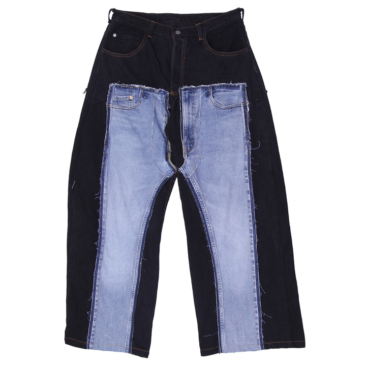 Black Patchwork Wide Leg Jeans