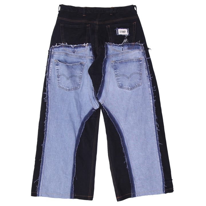 Black Patchwork Wide Leg Jeans