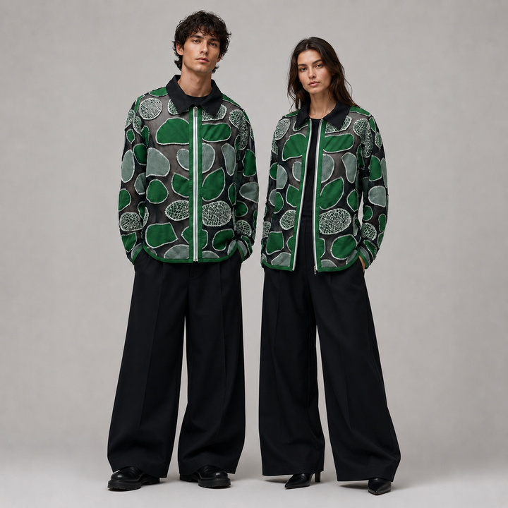 EFAAR Emerald Sheer Patchwork Shirt