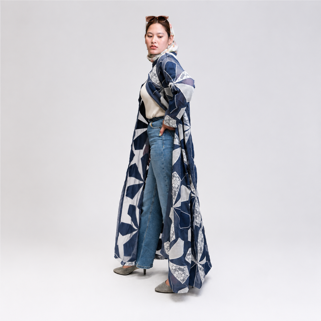 EFAAR Indigo Mosaic Abaya
