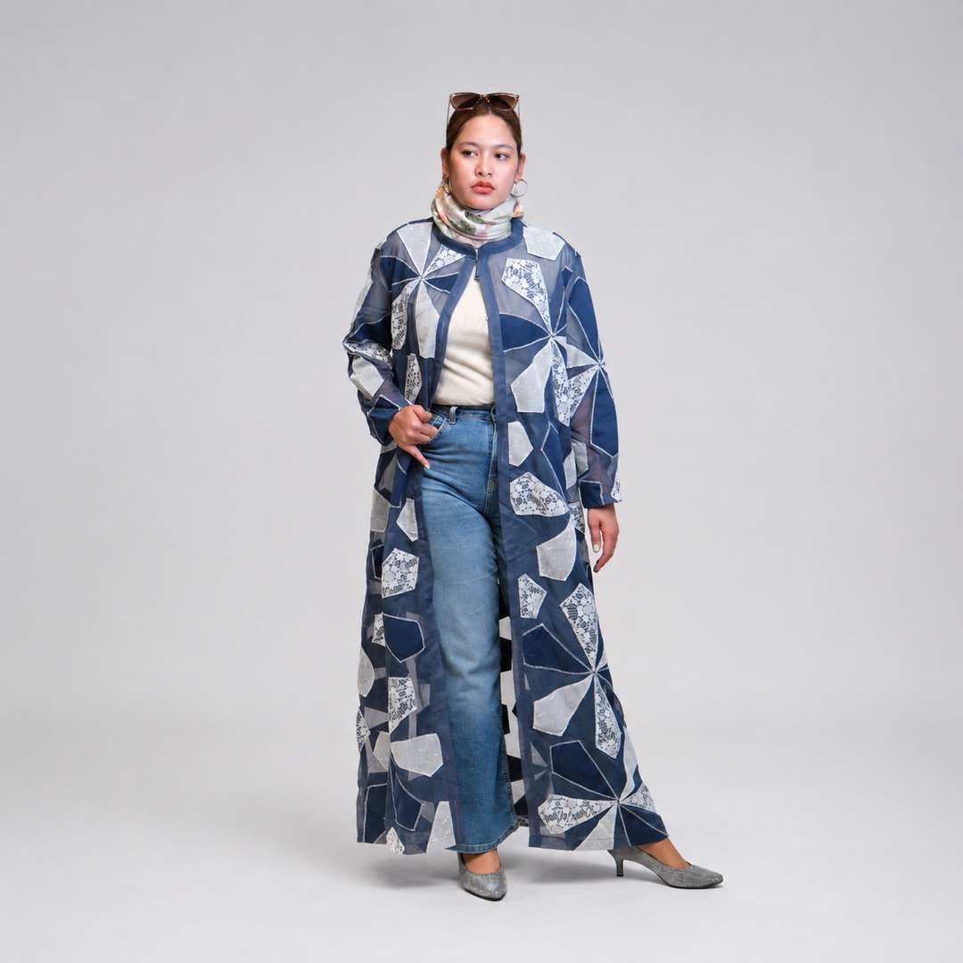 EFAAR Indigo Mosaic Abaya