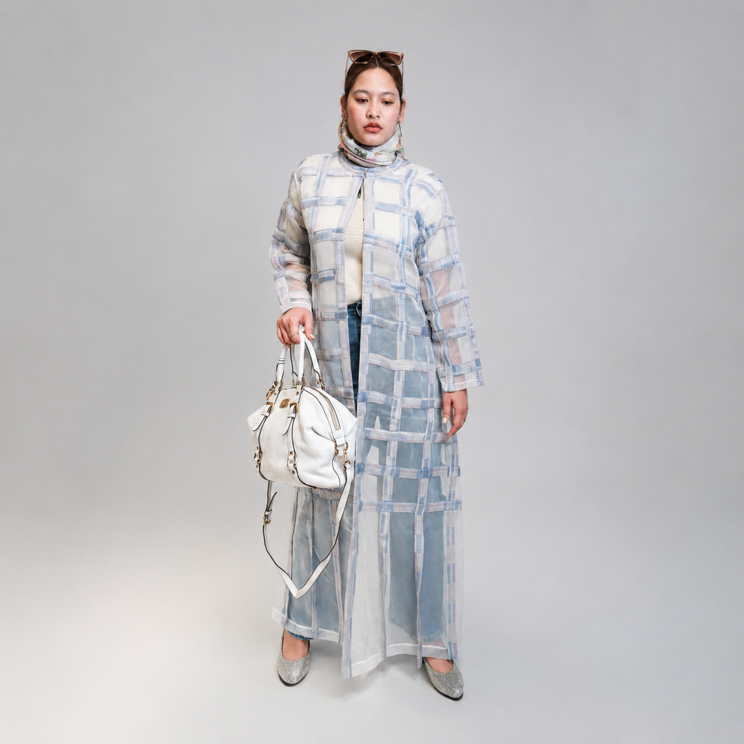 EFAAR Soft Gridwork Sheer Abaya