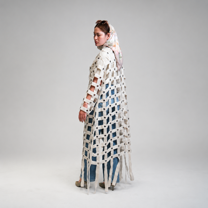 EFAAR Eyelets Lattice Abaya