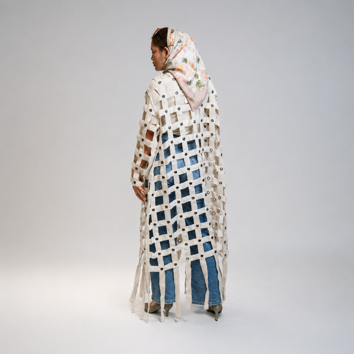EFAAR Eyelets Lattice Abaya