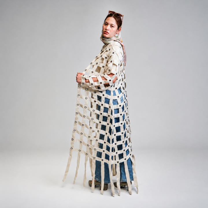 EFAAR Eyelets Lattice Abaya