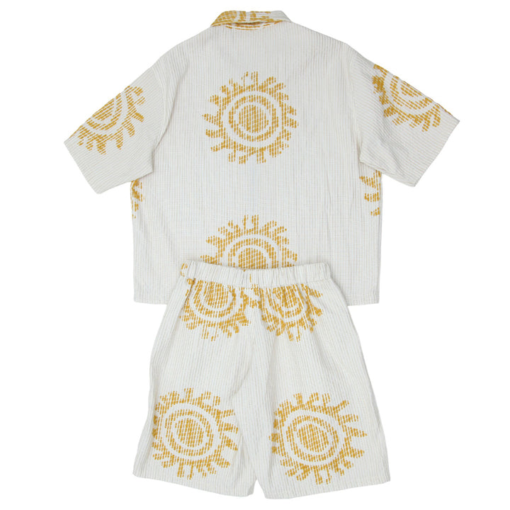 Mens Jacquard Sun Stitched Design Short Sleeve Co-Ords