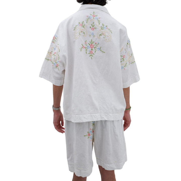 Mens Floral Embroidered Oversized Co-Ords Short Sleeve