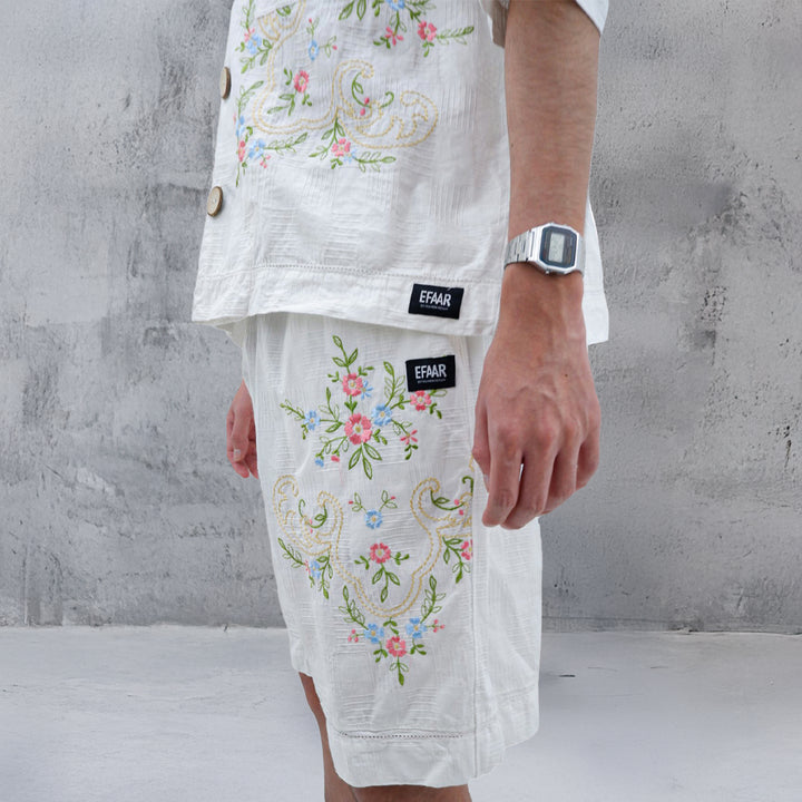 Mens Floral Embroidered Oversized Co-Ords Short Sleeve