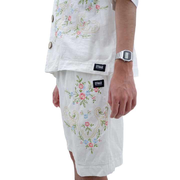 Mens Floral Embroidered Oversized Co-Ords Short Sleeve