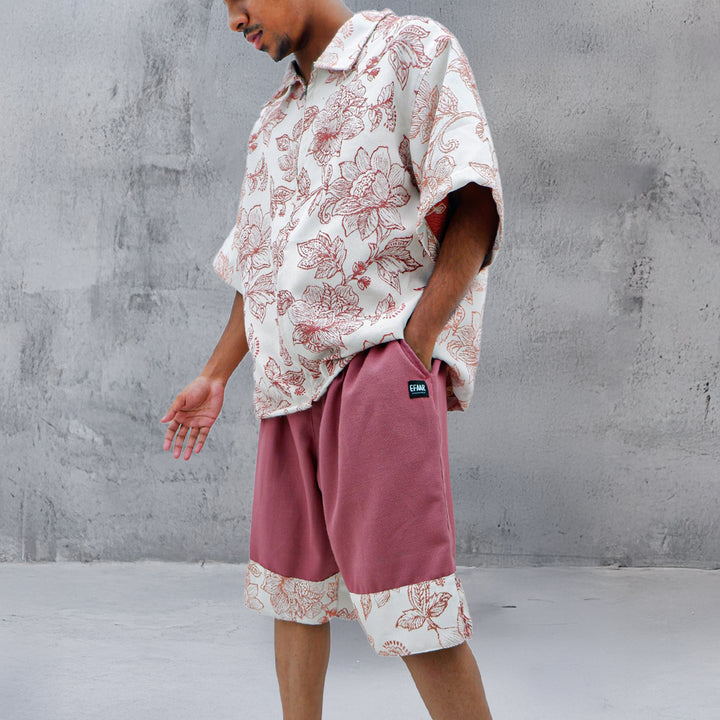 Mens Jacquard Floral Oversized Co-Ords Short Sleeve