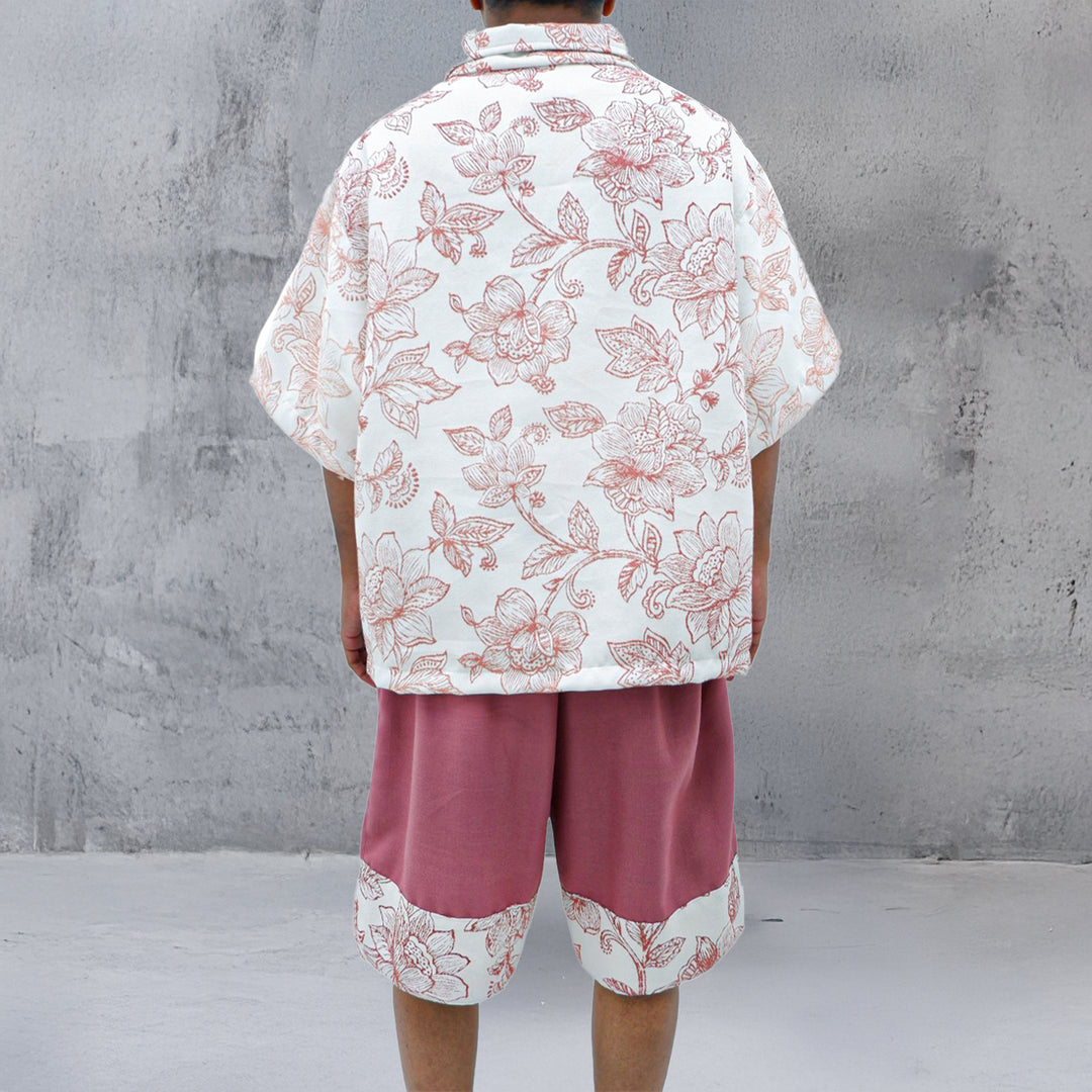 Mens Jacquard Floral Oversized Co-Ords Short Sleeve