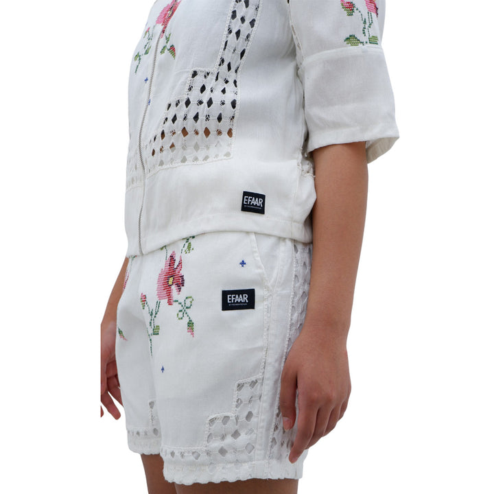 Ladies Floral Hand Embroidered Co-Ords Short Sleeve