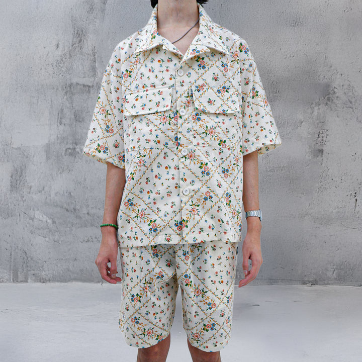 Mens Floral Print Oversized Co-Ords Short Sleeve