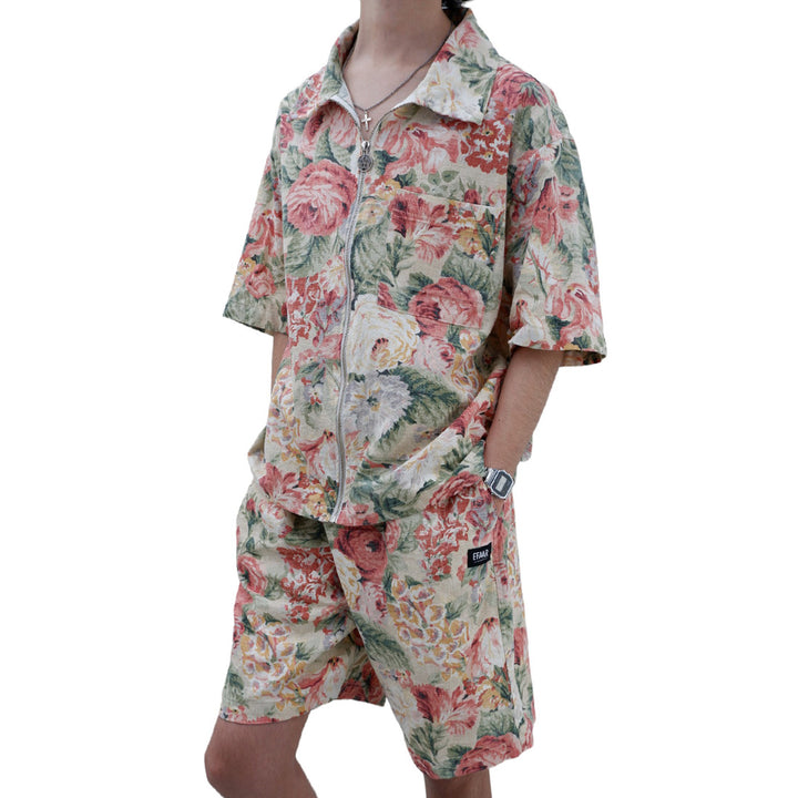 Mens Floral Print Oversized Co-Ords Short Sleeve