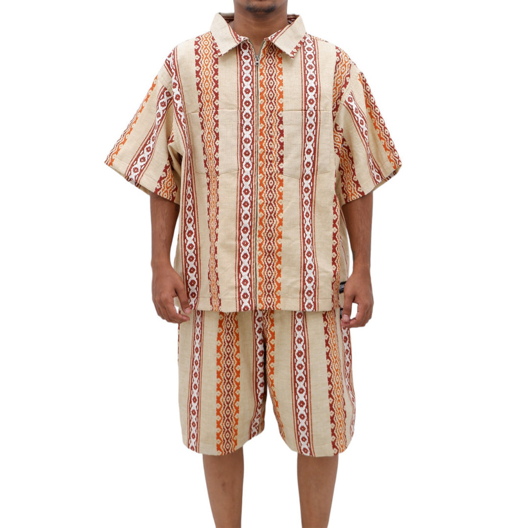 Mens Cotton Patterned Oversized Co-Ords Short Sleeve