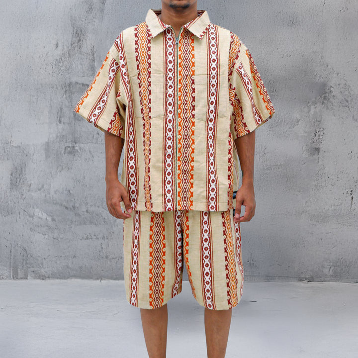 Mens Cotton Patterned Oversized Co-Ords Short Sleeve