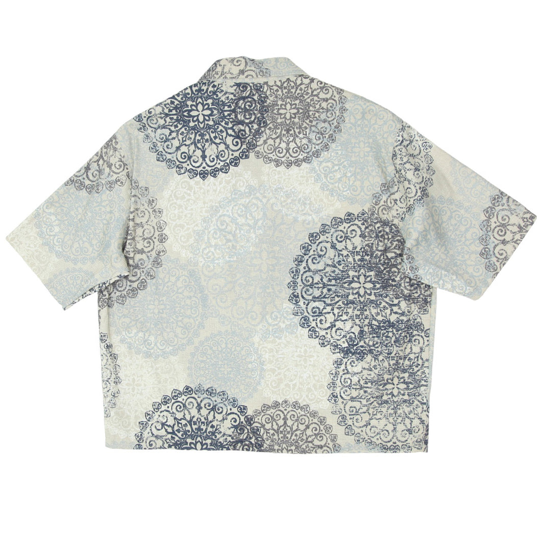 Mens Floral Patterned Full Zip Oversized Top Short Sleeve