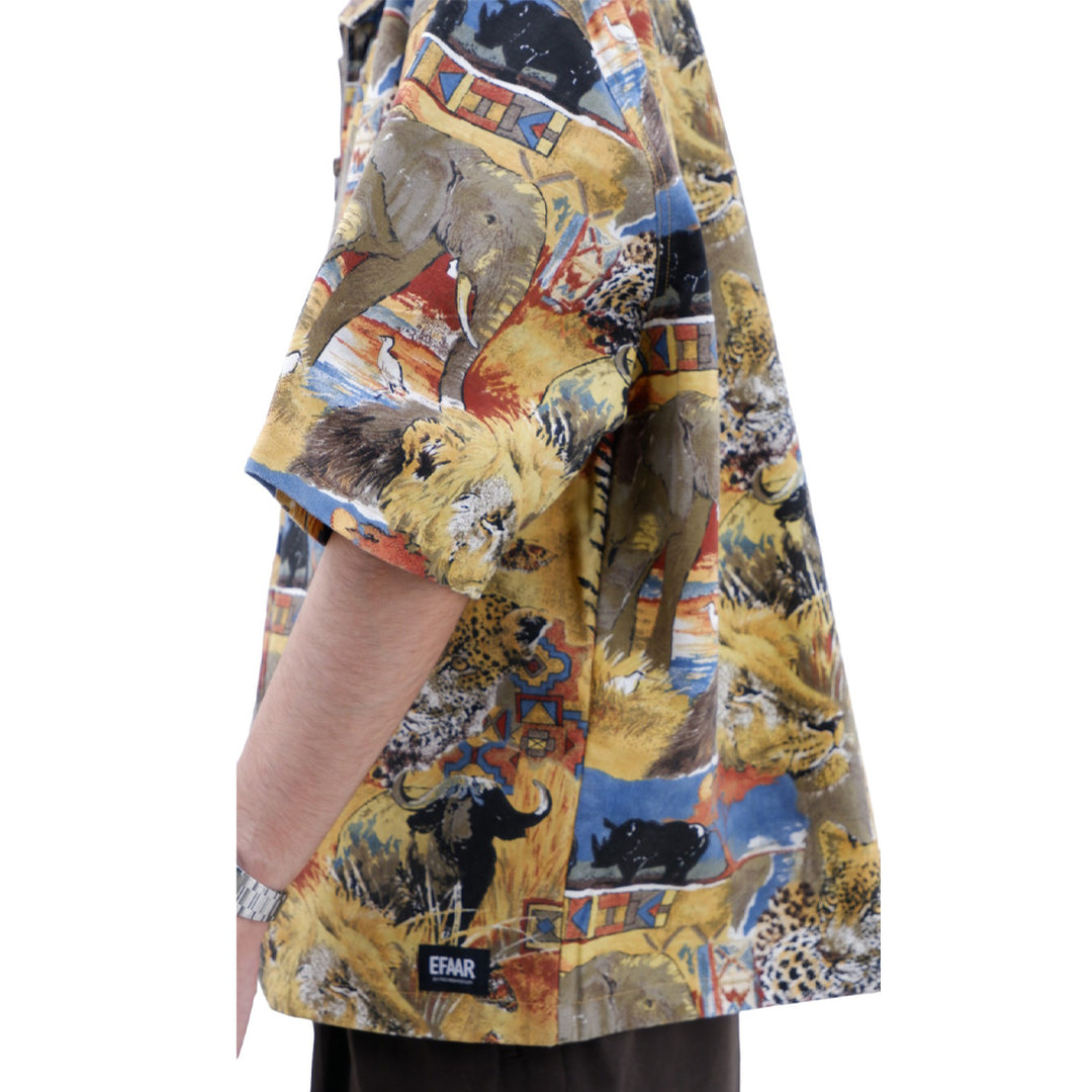 Mens Wild Animals Full Zip Oversized Top Short Sleeve