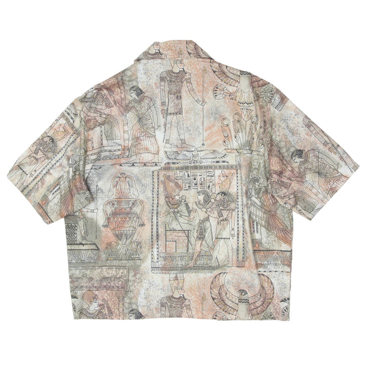 Mens Egypt Art Button Down Oversized Top Short Sleeve