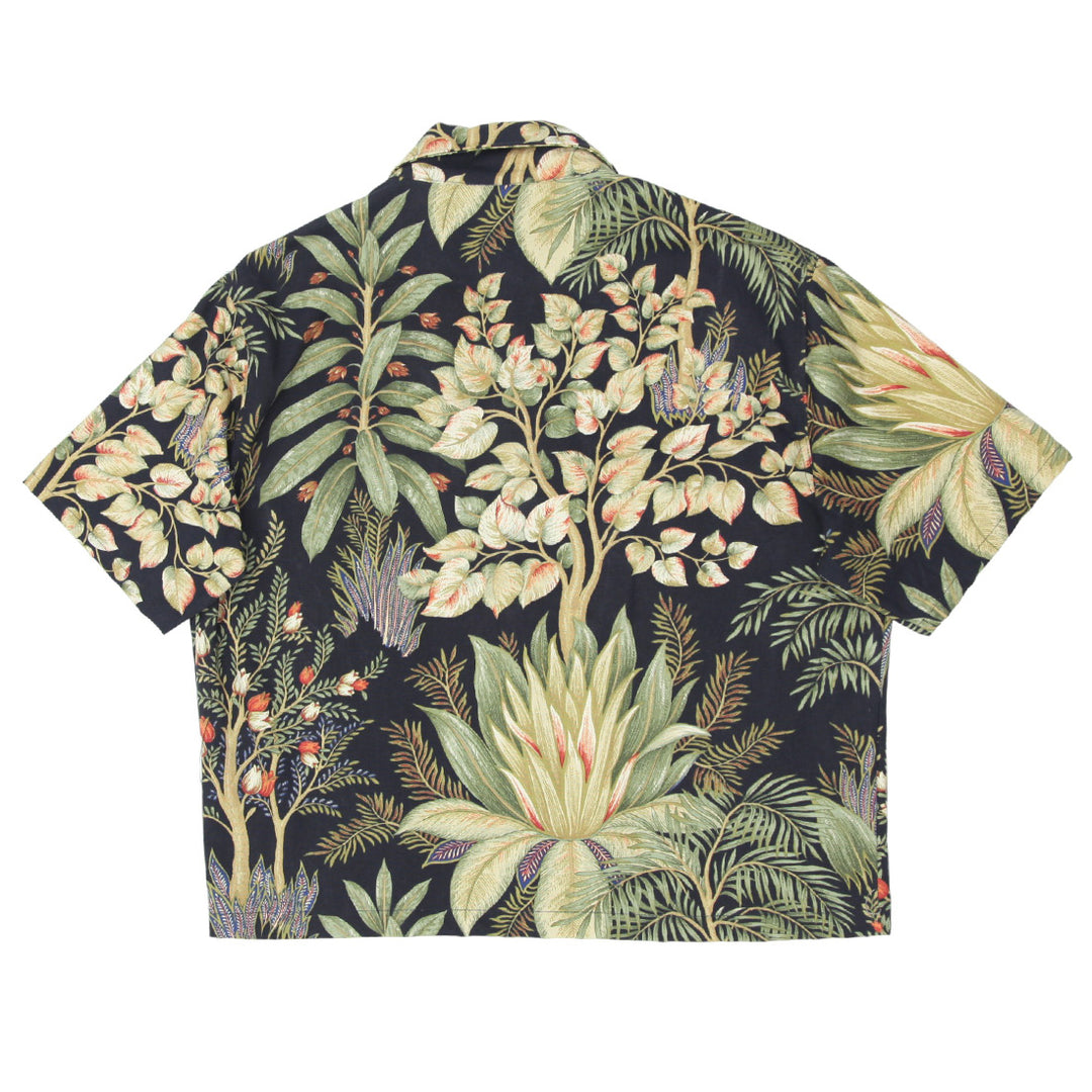 Mens Leaf Print Full Zip Oversized Top Short Sleeve