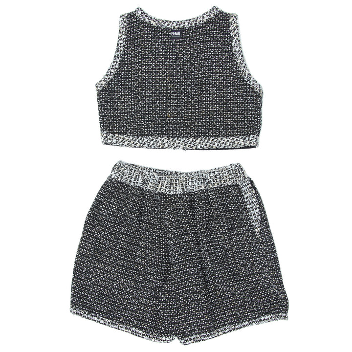 Ladies Gold Sparkle Tweed Sleeveless Co-Ords