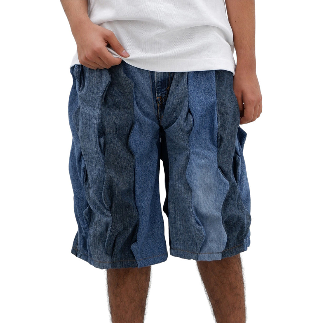 3D Zigzag Denim Jorts Unisex