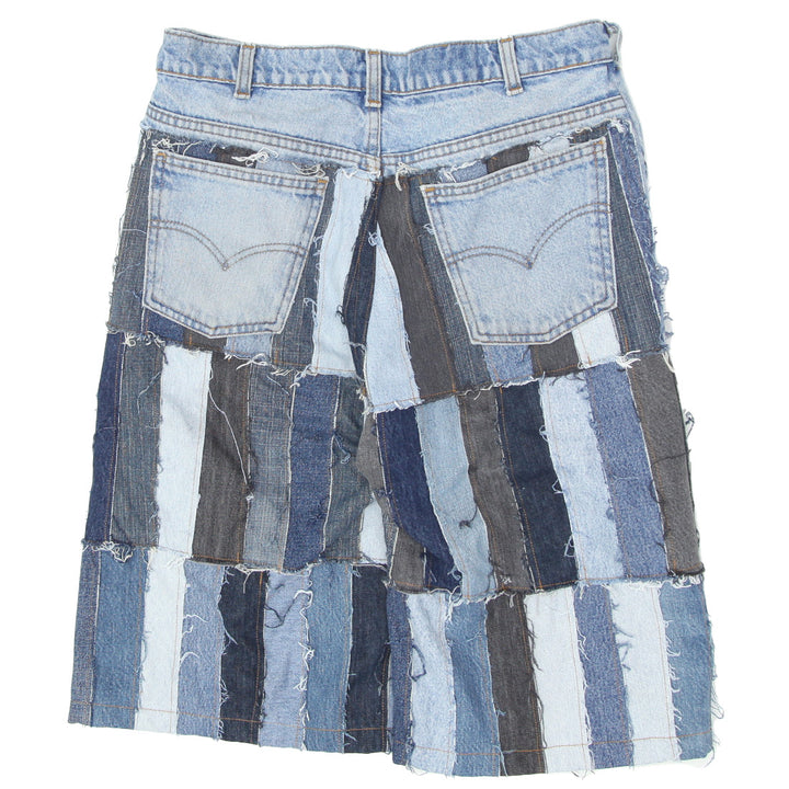 Denim Vertical Patched Distressed Jorts Unisex