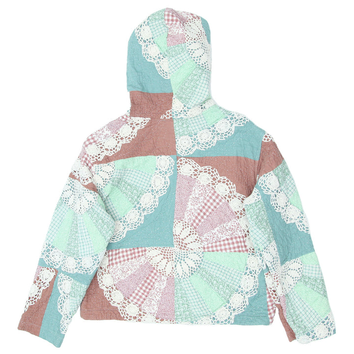 Ladies Crochet Floral Quilted Hoodie