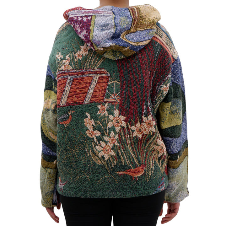 Tapestry Birds House Floral Full Zip Hoodie