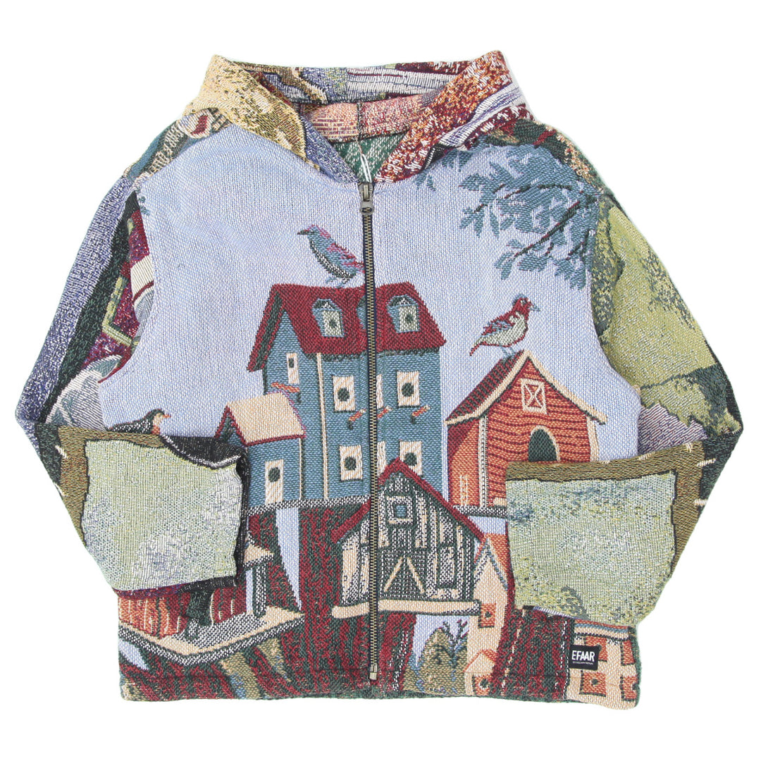 Tapestry Birds House Floral Full Zip Hoodie