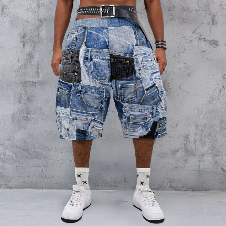 Denim Pocket & Loop Patched Jorts Unisex