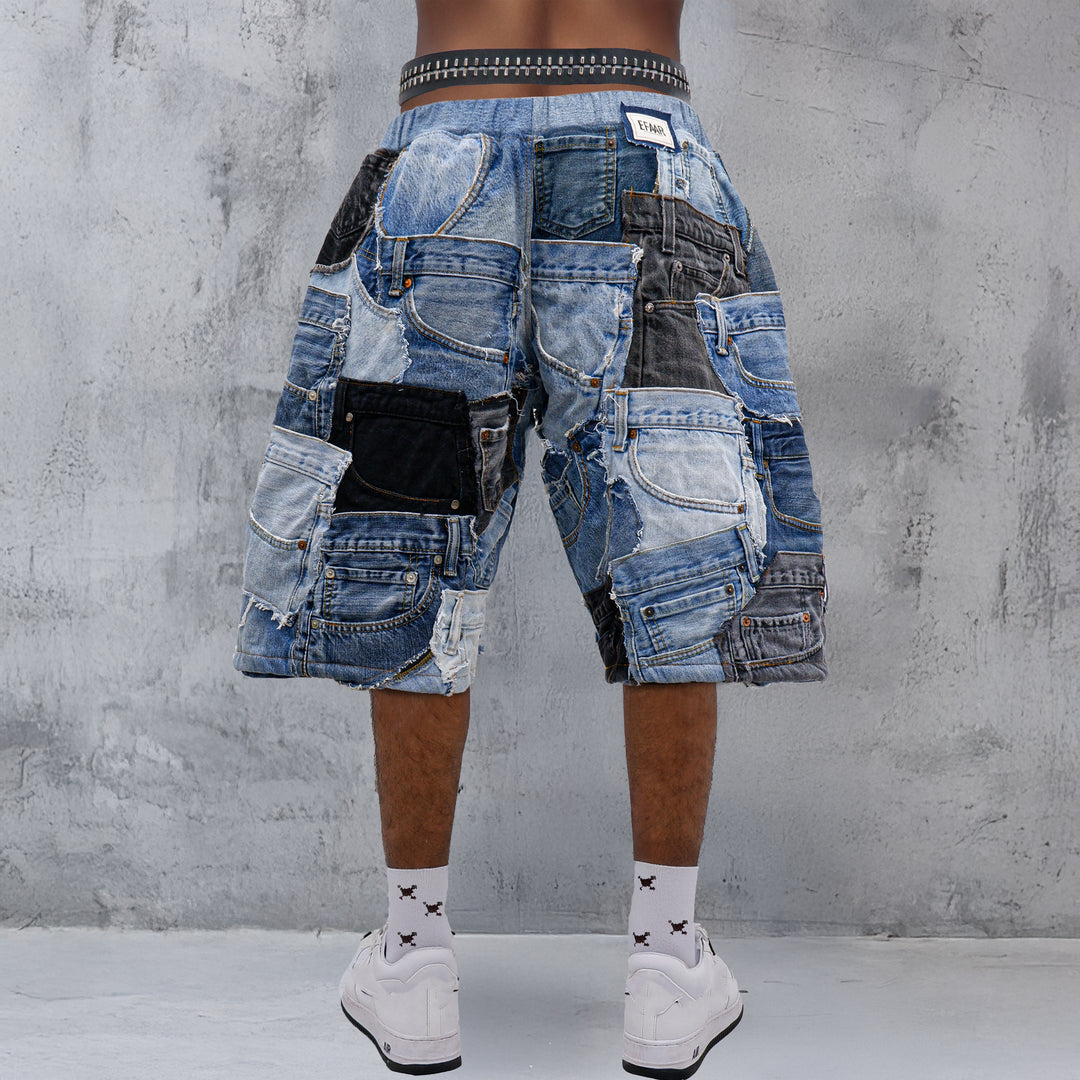 Denim Pocket & Loop Patched Jorts Unisex