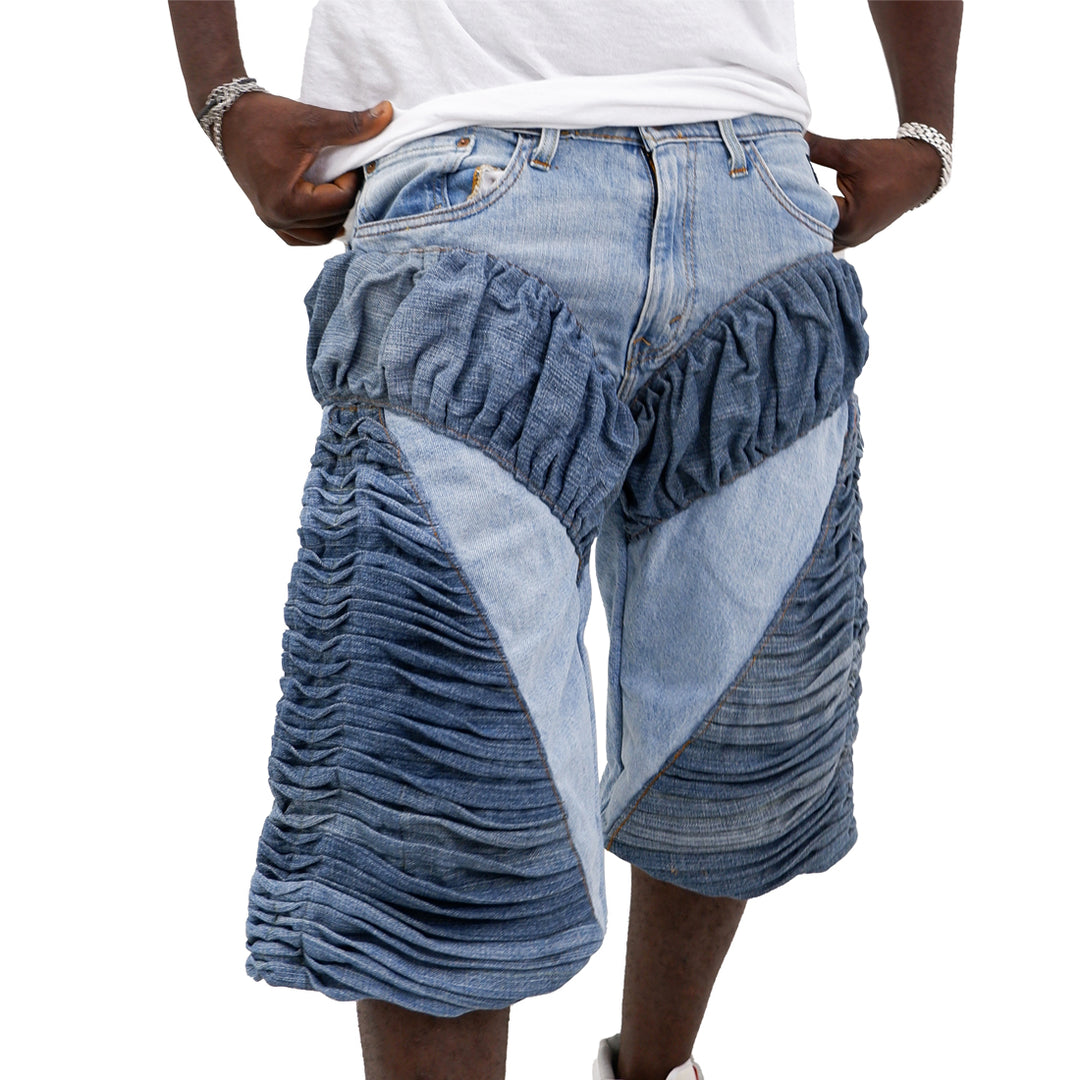 Denim Pintuck Jorts Unisex