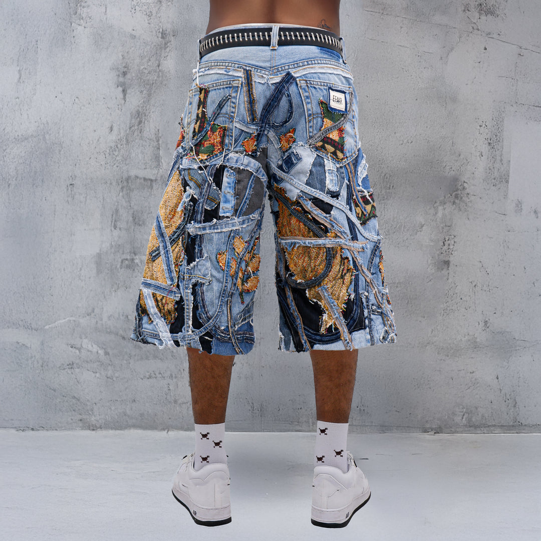 Denim Tapestry Patched Jorts Unisex