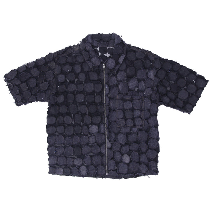 Denim Patched Loose Fit Jacket Short Sleeve Unisex