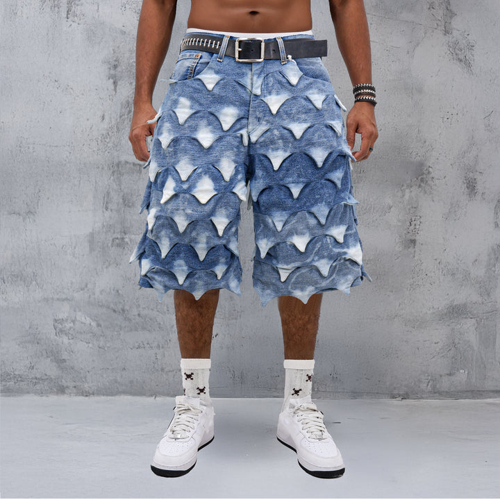 Spike Detailed Denim Jorts Unisex