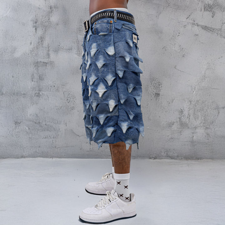 Spike Detailed Denim Jorts Unisex