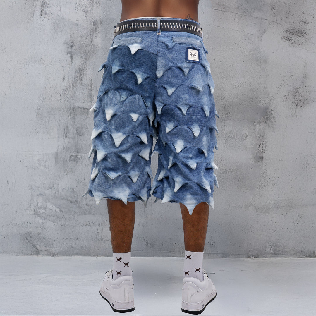 Spike Detailed Denim Jorts Unisex