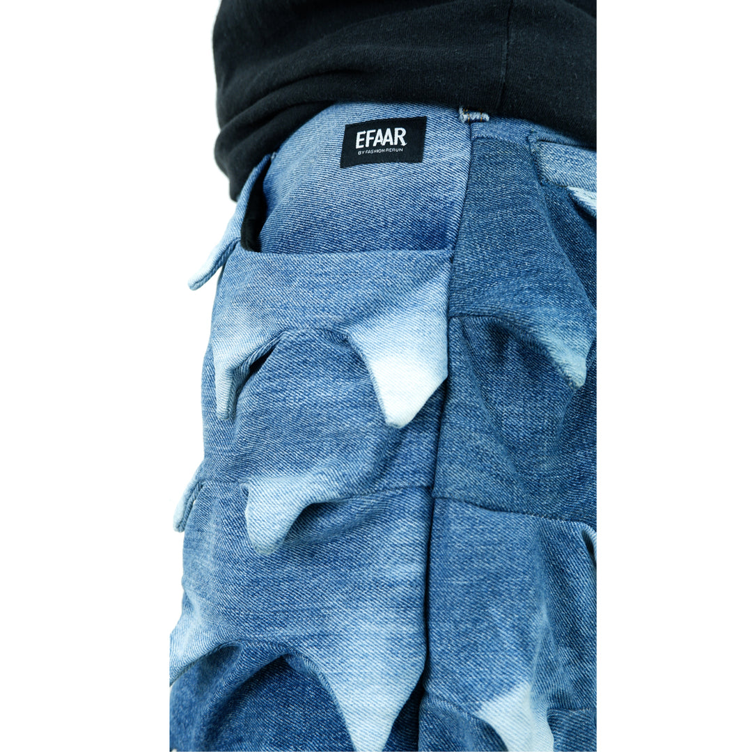 Spike Detailed Denim Jorts Unisex