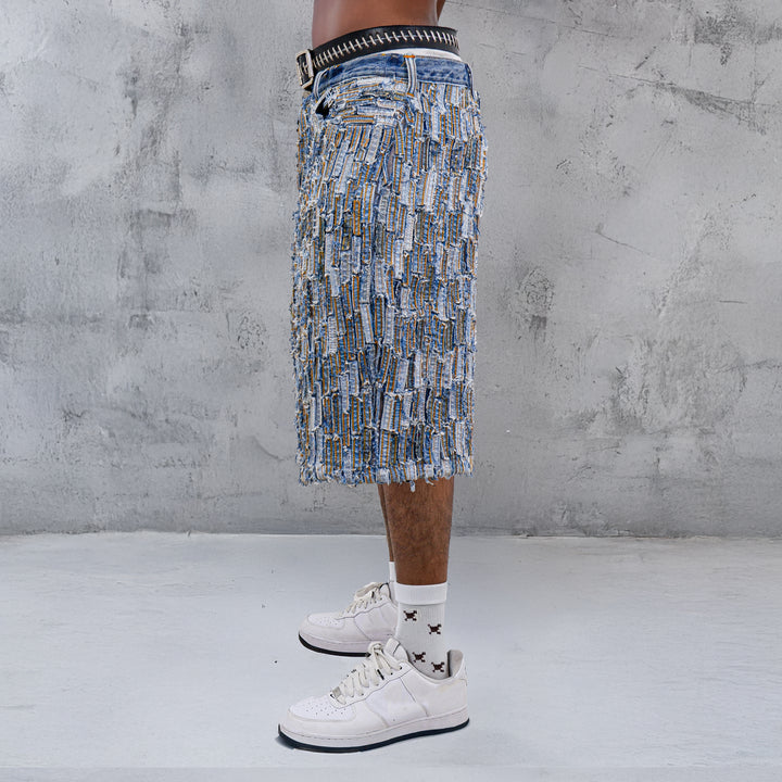 Seam Strip Detailed Denim Jorts Unisex