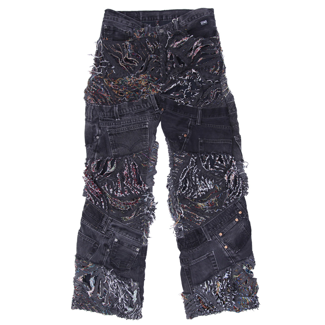 Denim Cut Work Detailed Distressed Jeans Unisex