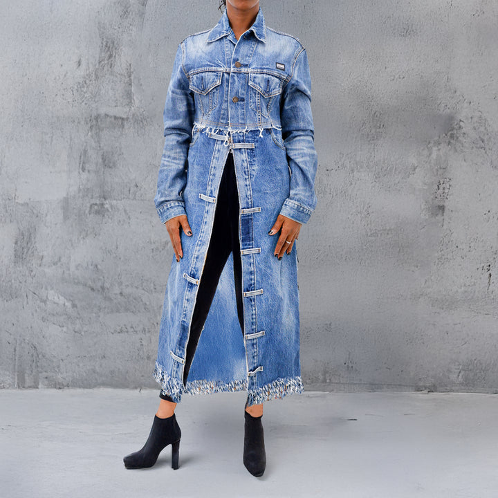 Ladies Denim Fringed Coat