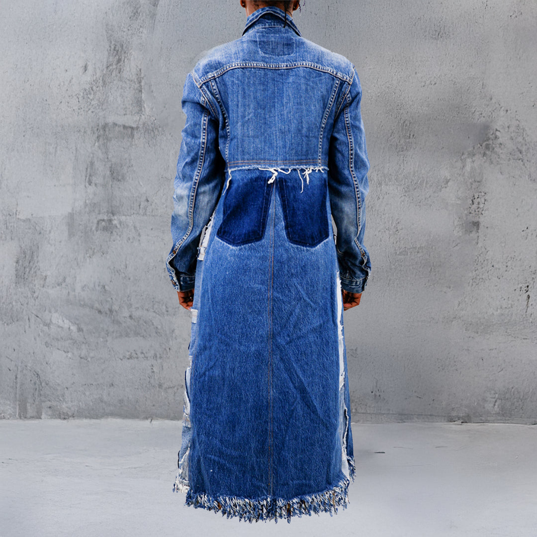 Ladies Denim Fringed Coat