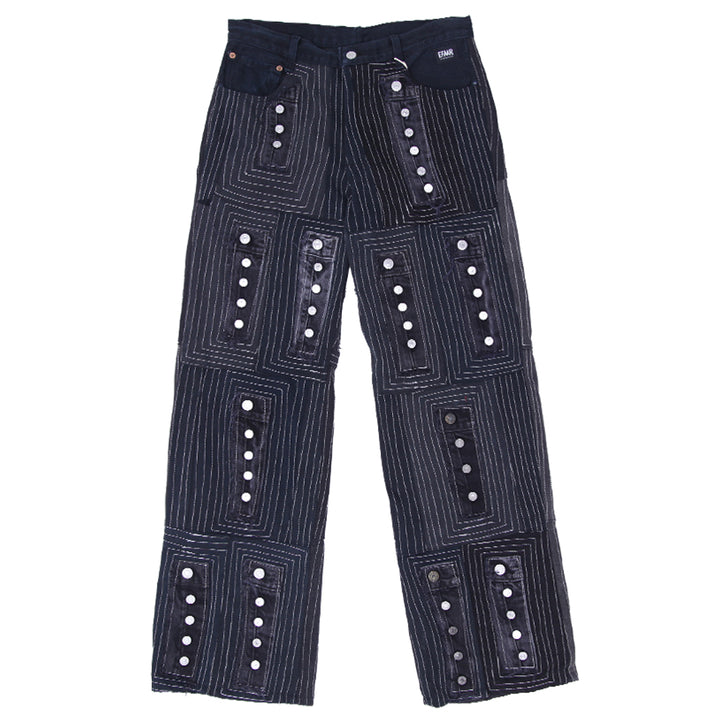 Denim Button Frame Detailed Jeans Straight Fit Unisex