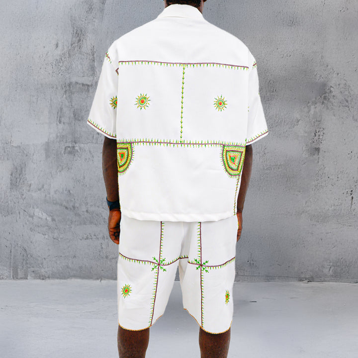 Mens Hand Embroidered Short Sleeve Co-Ords