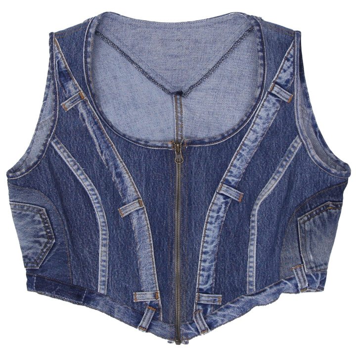 Ladies Denim Full Zip Crop Vest